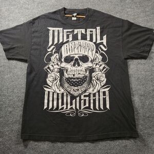 Vintage Y2K Metal Mulisha Anti-Est Graphic Black T-Shirt Size Extra Large